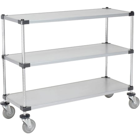 Nexel 3 Shelf Cart, Galvanized, 48inW x 18inD x 39inH, Polyurethane Casters 188888